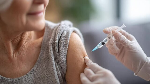 Woman getting a shot in his arm