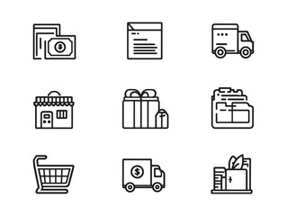 Online shopping cash on delivery minimal line drawing