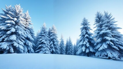 Naklejka premium Winter Wonderland: Snow-Covered Forest