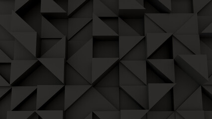 3D background black geometric shapes of different heights with shadows for backgrounds, wallpapers