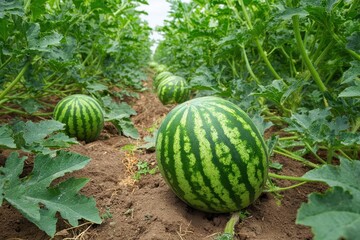 Growing Watermelon. Harvesting Sweet Nourishing Watermelons on Green Farmland