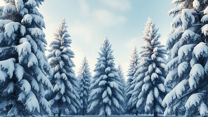 Winter Wonderland: Snow-Covered Pines