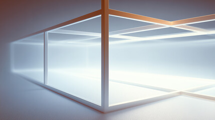 Modern Minimalist Wireframe Cube with Luminous Edges