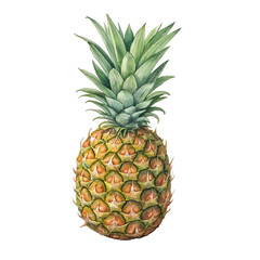Fototapeta premium Fresh Pineapple with Leaves Isolated on Transparent Background