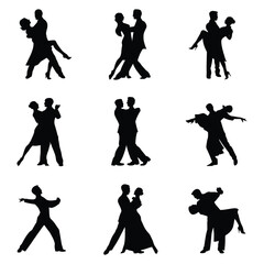 Ballroom Dance Silhouette Vector, Stock Image Silhouette, Isolated on White Background