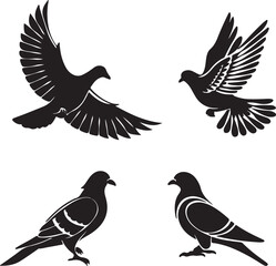 Obraz premium Pigeon Silhouette Vector Icon Design – Urban Bird Outline Graphic for Nature and City Themes