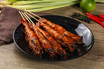 Tasty grilled tiger prawn snack