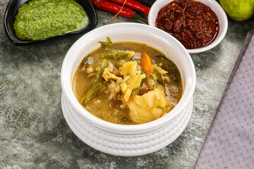 Chinese wonton soup with dumplings