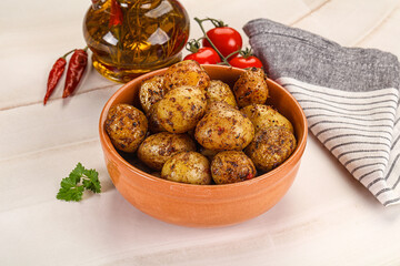 Baked mini potato with herbs