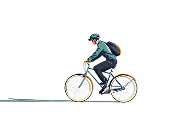 Obraz premium Person riding a bicycle on a plain background, showcasing active lifestyle and mobility