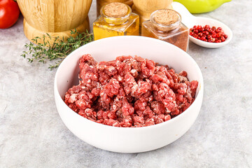 Raw beef minced meat for cooking