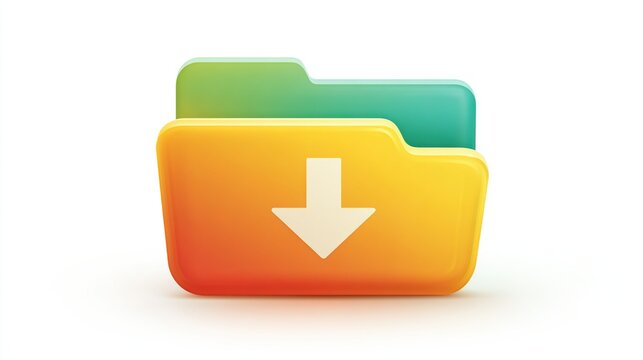 File download icon with gradient folders, white background for web design or presentations