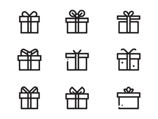 Simple decorative gift box line drawing for design