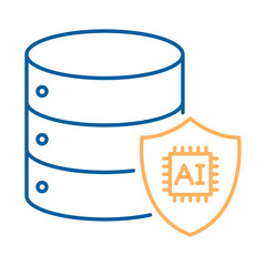 Vector icon of  Data Privacy – Shield and Database Representing Protection of  Personal Data in AI Systems.Vector illustration. .