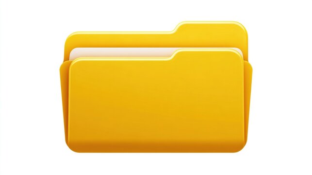 Glossy yellow folder icon with rounded edges on a clean, white background - Powered by Adobe