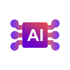 Artificial intelligence icon using gradation color, isolated on white background