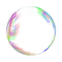 Colorful soap bubble with rainbow reflection on transparent background
