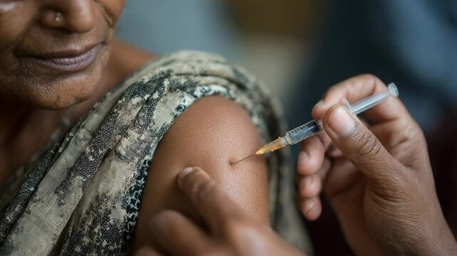 Woman getting a shot in his arm