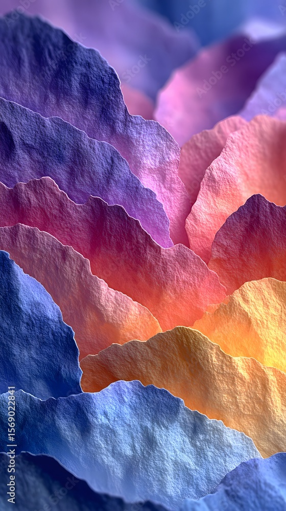 Poster abstract layers of textured rock with a gradient of colors