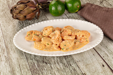 Prawn in white cream sauce