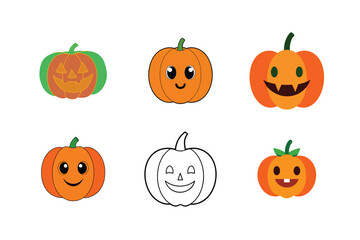Pumpkin cartoon vector illustration in cute and fun style