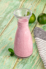 Cold fresh sweet Strawberry smoothie