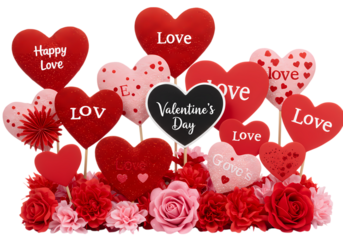 Valentines Day Heart Decoration Centerpiece isolated on transparent background