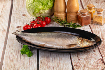 Raw whole salted herring fish
