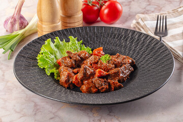 Hungarian goulash with beef meat