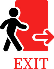 Emergency Exit Icon. Vector illustration of running man and exit door sign. Escape and evacuation symbol. Various exit sign isolated white background.Evacuation and relocation of people to safety.
