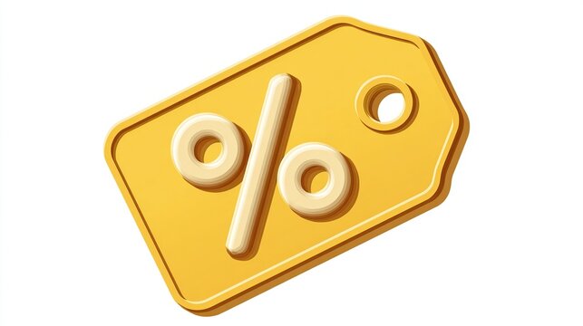 Yellow tag features a percentage symbol