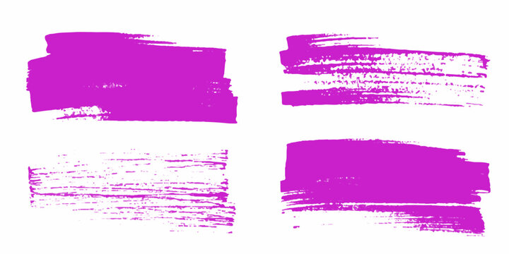 Purple grunge brush strokes oil paint isolated on white background crayon and clipping path for editing