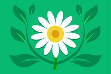 Abstract Green Background With Flower Chamomile F