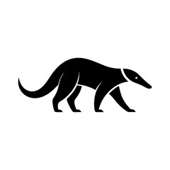 Minimalist anteater walking icon with long nose for wildlife and nature branding