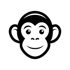 Chimpanzee face logo in friendly minimalist style for wildlife zoo and education