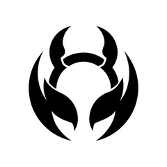 Simple crab claws forming a circular logo for coastal cuisine and aquatic themes