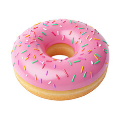 pink donut isolated on transparent background