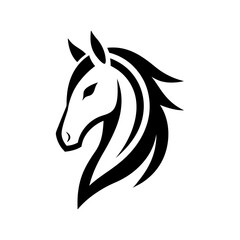 Fototapeta premium Minimalist horse head icon with flowing lines for elegant racing and ranch identity