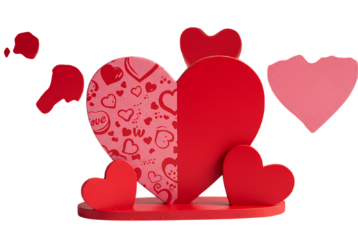 A Valentines Day Composition Intertwined Hearts and Romantic Details isolated on transparent background