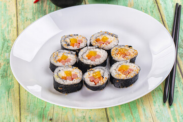 Koream homemade roll Kimbap with nori seaweed