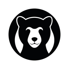 Minimalist sun bear face with crescent chest mark for tropical forest animal design