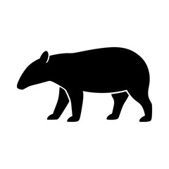Minimalist tapir walking in simple outline for rainforest animal or zoo branding use