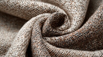 Organic cotton fabric with natural weave texture in beige colors. Sustainable materials concept