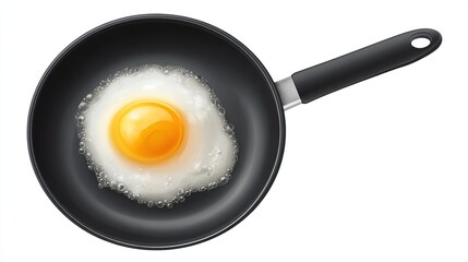 Fried egg in a black frying pan