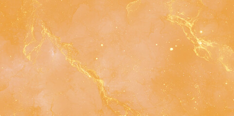 Naklejka premium Soft orange and gold surface in background, Discover a stunning gold marble pattern with showcasing vibrant orange and white striations, decorative element evoking a luxurious and artist.