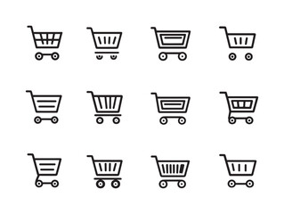 Simple shopping cart outline drawing for web design