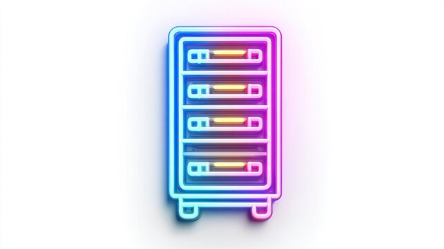 Glowing server rack on white. Data center, networking or cloud computing concept use - Powered by Adobe
