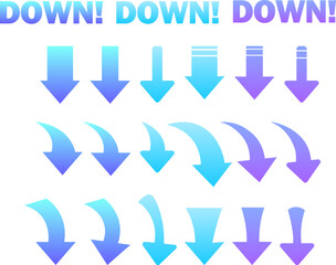 シンプルな矢印のアイコンセット_下降_DOWN