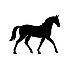 Obraz premium Horse Silhouette Walking Isolated on White Background
