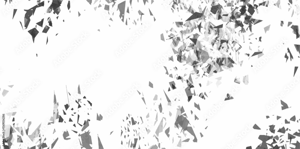 Poster abstract white shattered glass texture vector background. scattered fragments and geometric splinter